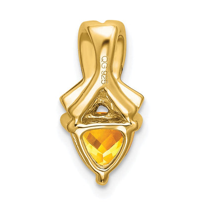 14K Gelbgold Anhänger mit Trillion-Citrin und echten Diamanten