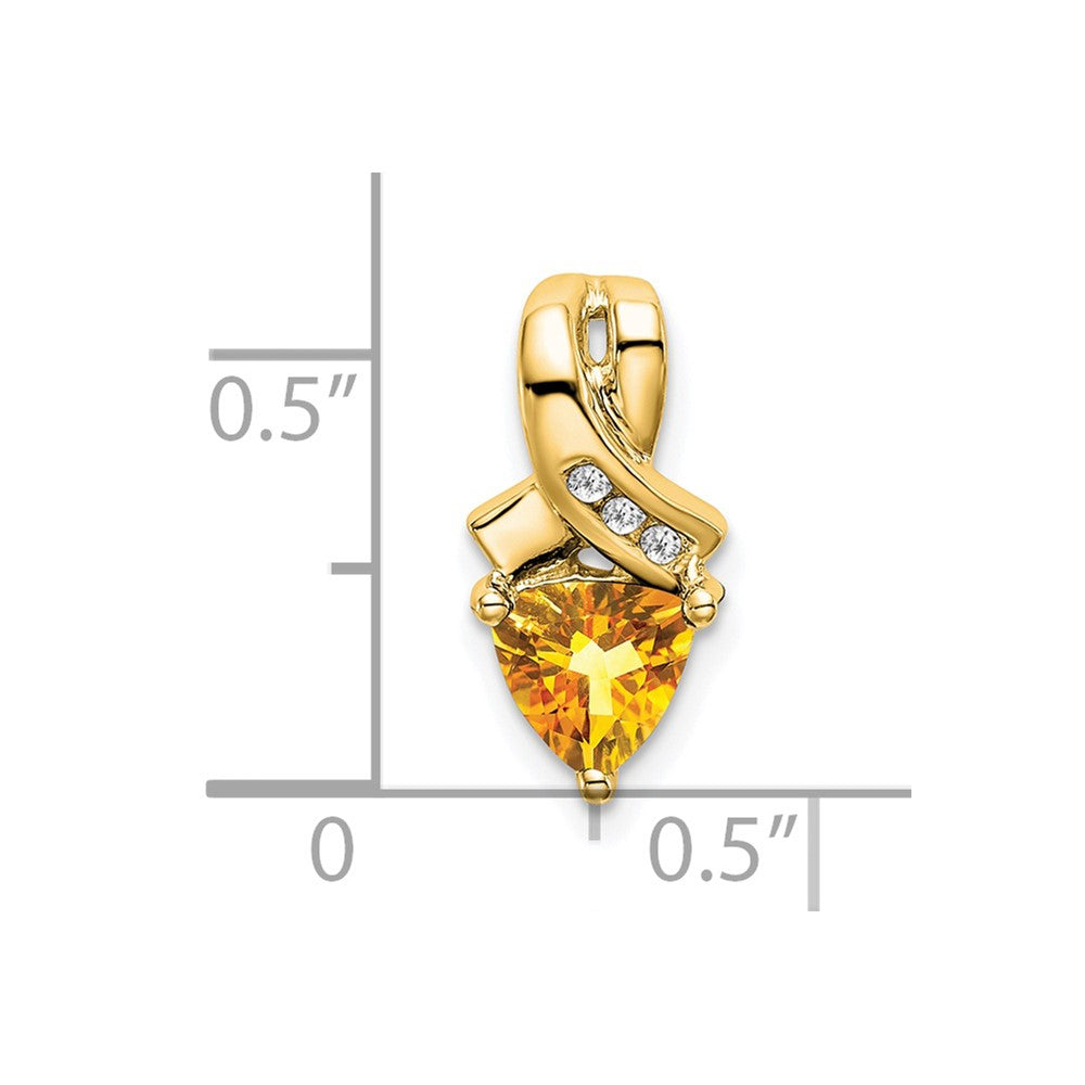 14K Gelbgold Anhänger mit Trillion-Citrin und echten Diamanten