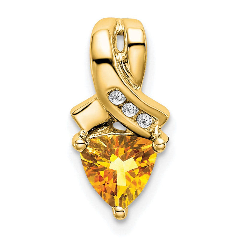 14K Gelbgold Anhänger mit Trillion-Citrin und echten Diamanten