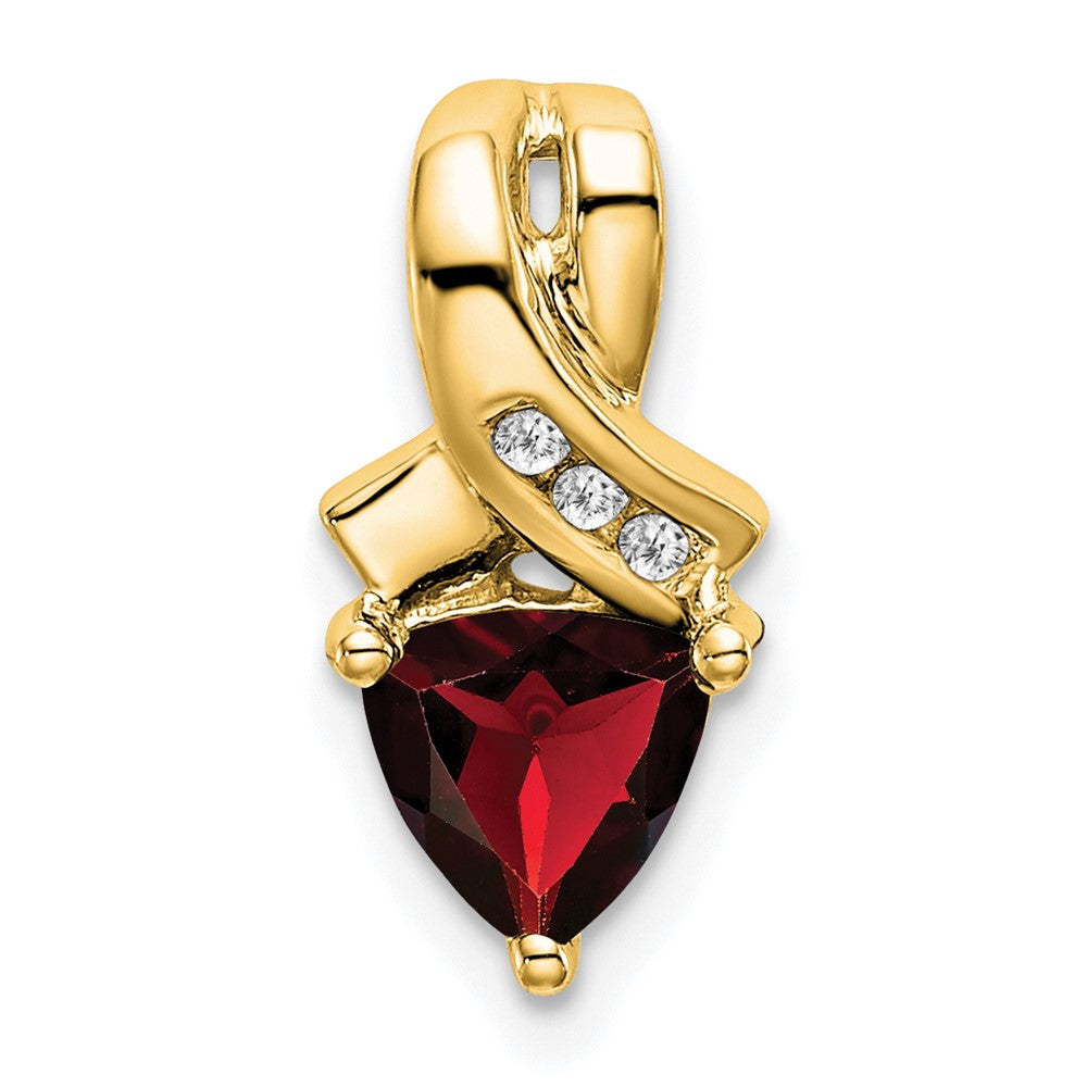 14K Gelbgold Anhänger mit Trillion-Granat und echten Diamanten