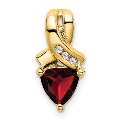 14K Gelbgold Anhänger mit Trillion-Granat und echten Diamanten