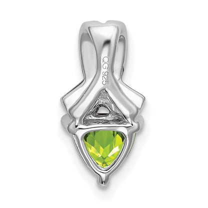 14K Weißgold Trillion-Peridot- und Echtdiamant-Anhänger