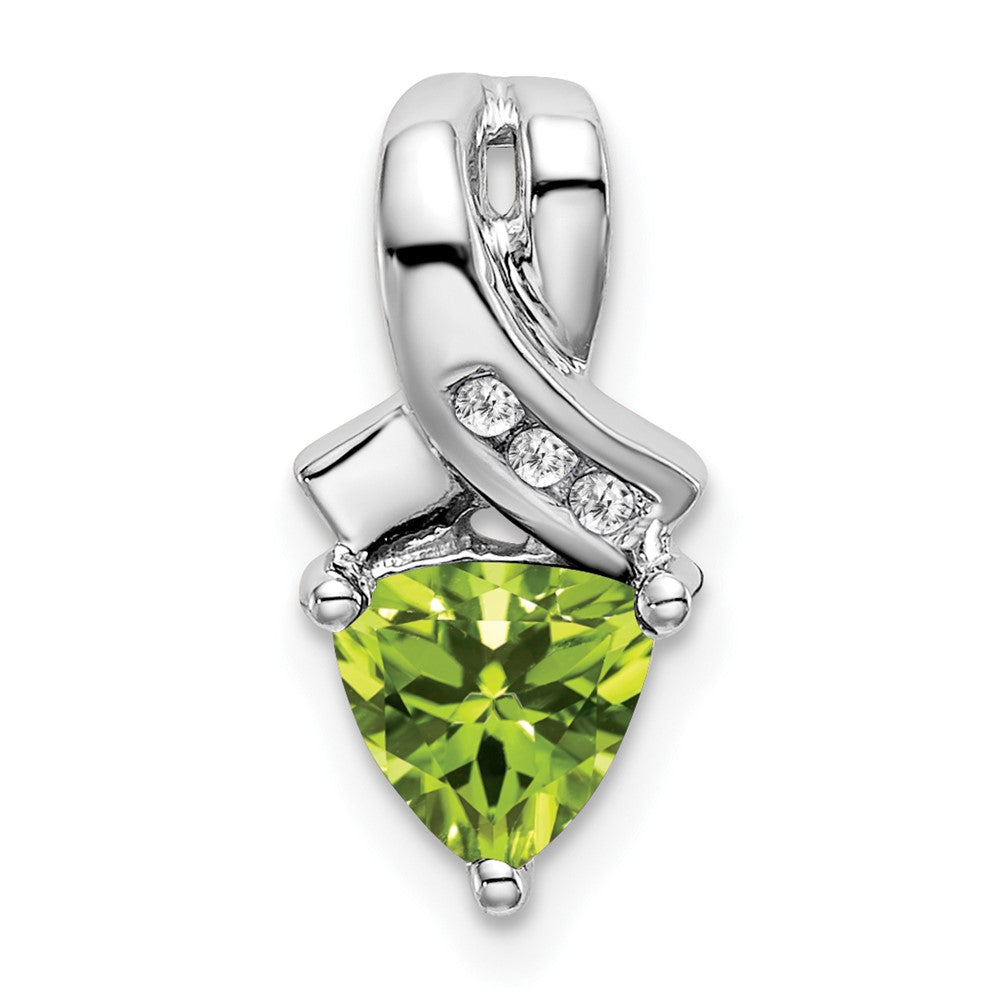 14K Weißgold Trillion-Peridot- und Echtdiamant-Anhänger