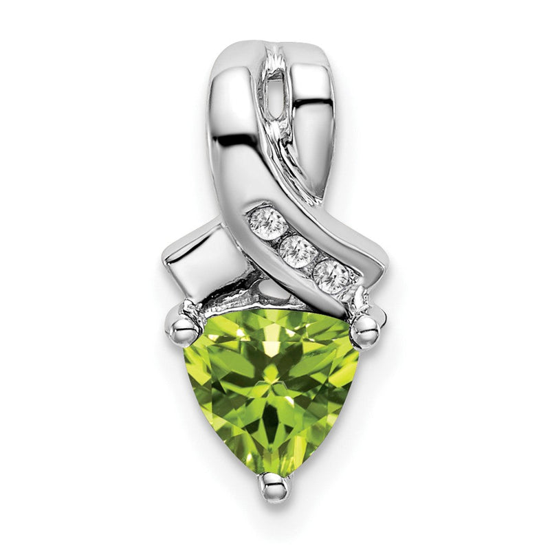 14K Weißgold Trillion-Peridot- und Echtdiamant-Anhänger
