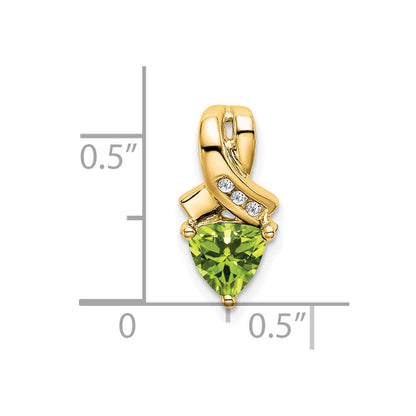 14K Gelbgold Anhänger mit Trillion-Peridot und echten Diamanten