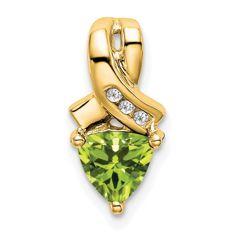 14K Gelbgold Anhänger mit Trillion-Peridot und echten Diamanten