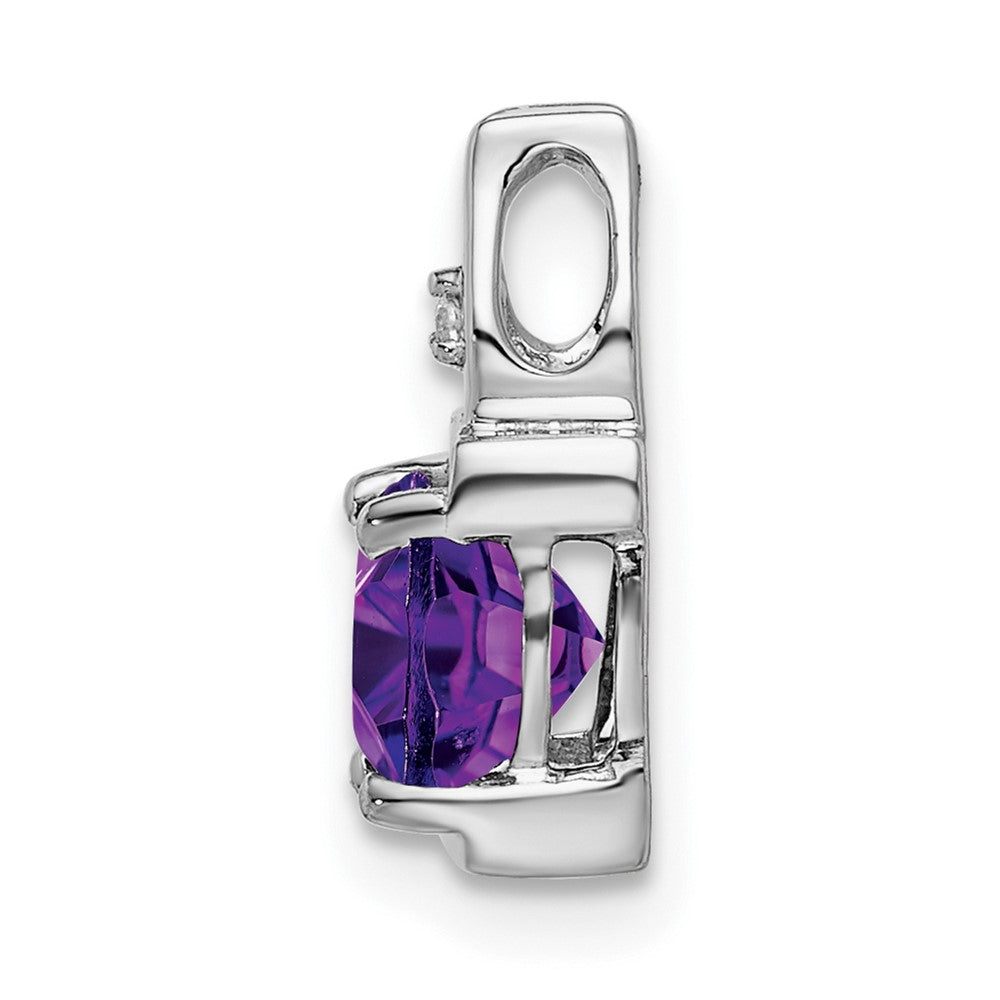 14K Weißgold Amethyst- und Echt-Diamant-Anhänger