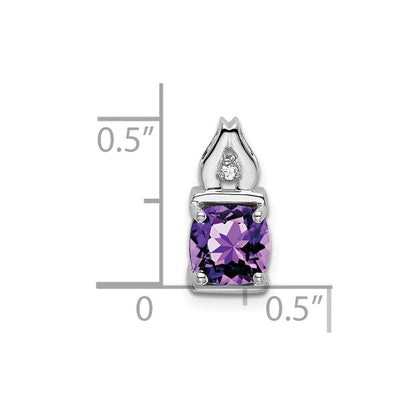 14K Weißgold Amethyst- und Echt-Diamant-Anhänger