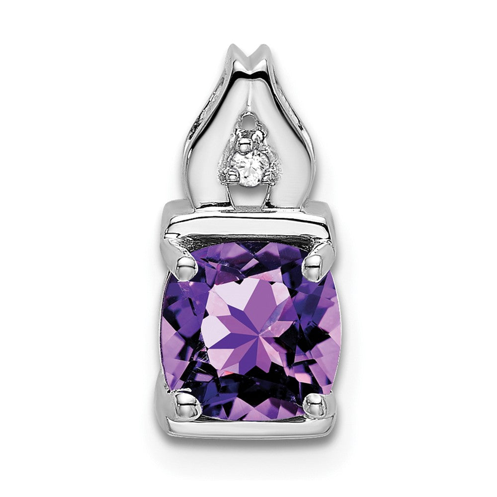 14K Weißgold Amethyst- und Echt-Diamant-Anhänger