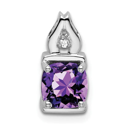 14K Weißgold Amethyst- und Echt-Diamant-Anhänger