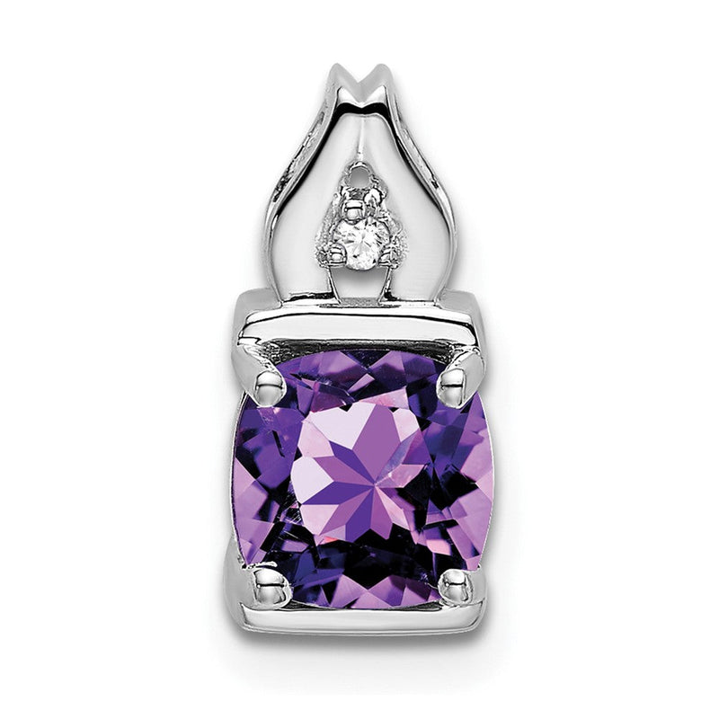 14K Weißgold Amethyst- und Echt-Diamant-Anhänger