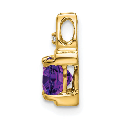 14K Gelbgold Anhänger mit Amethyst und echten Diamanten
