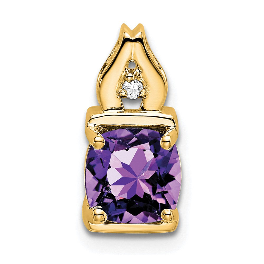 14K Gelbgold Anhänger mit Amethyst und echten Diamanten