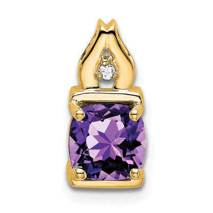 14K Gelbgold Anhänger mit Amethyst und echten Diamanten