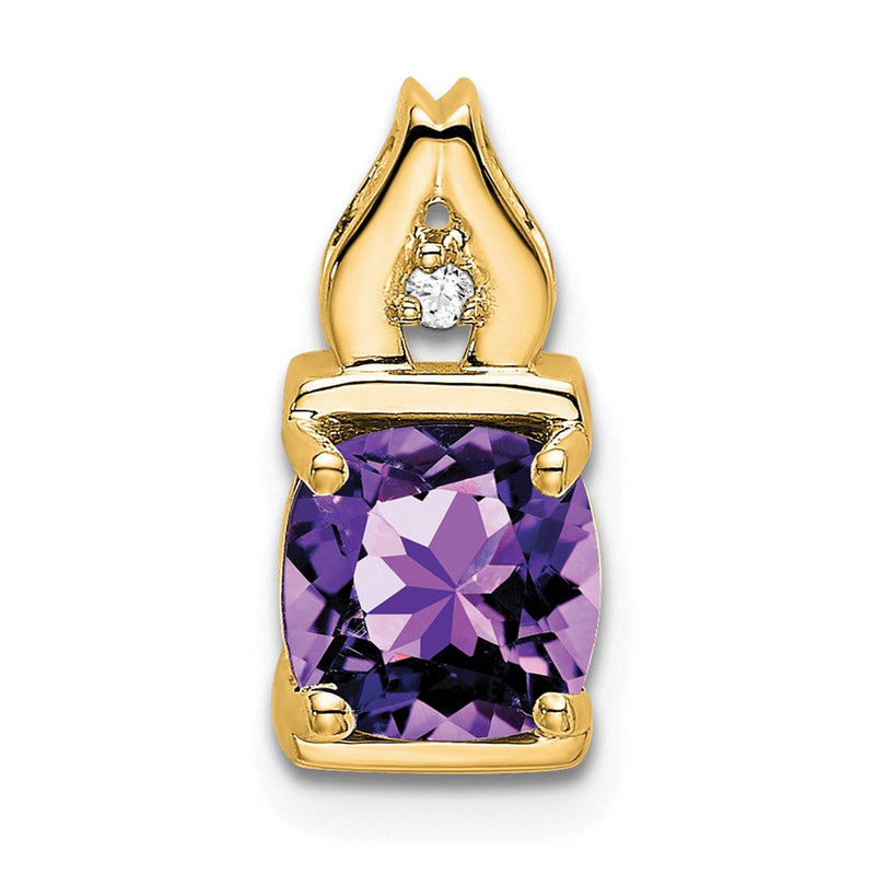 14K Gelbgold Anhänger mit Amethyst und echten Diamanten