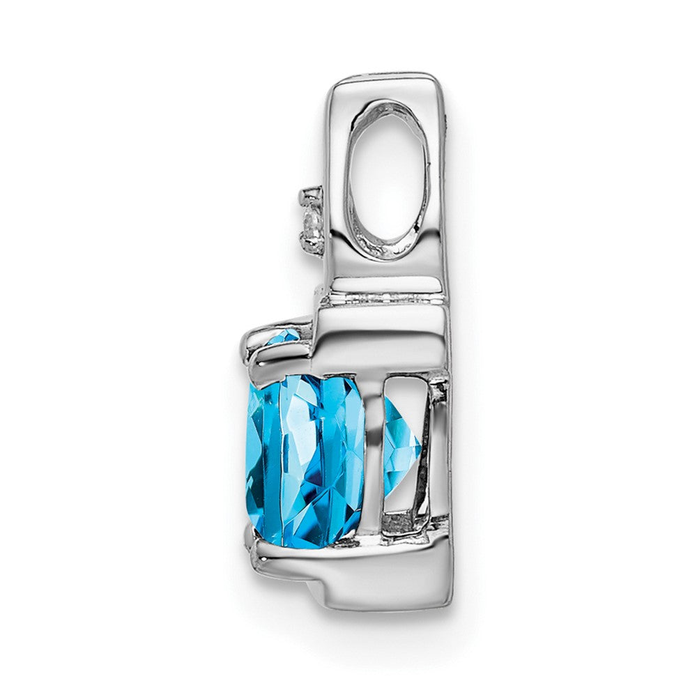 14K Weißgold-Anhänger mit Blautopas und echtem Diamant