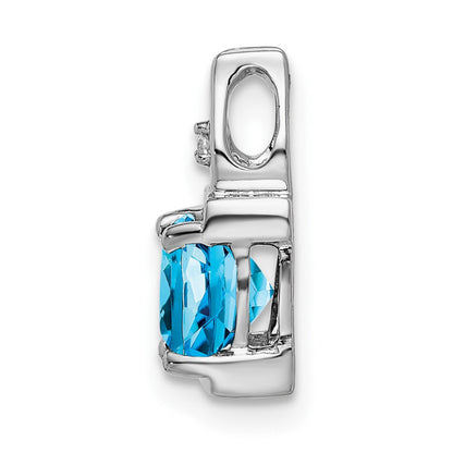 14K Weißgold-Anhänger mit Blautopas und echtem Diamant