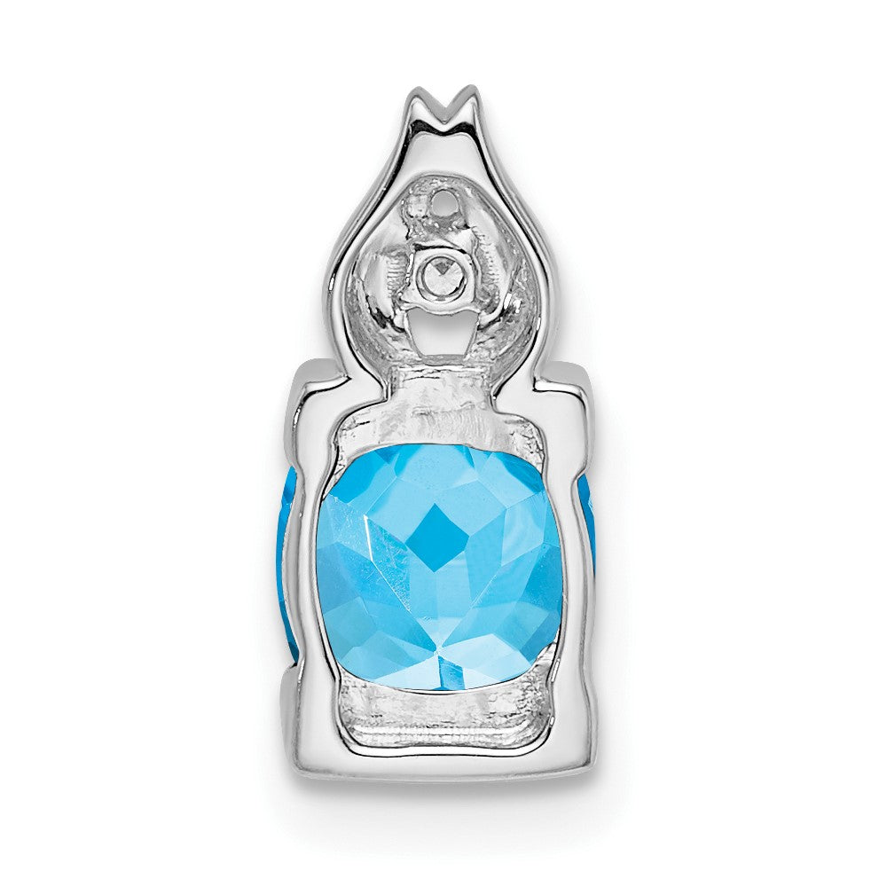 14K Weißgold-Anhänger mit Blautopas und echtem Diamant