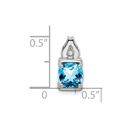 14K Weißgold-Anhänger mit Blautopas und echtem Diamant
