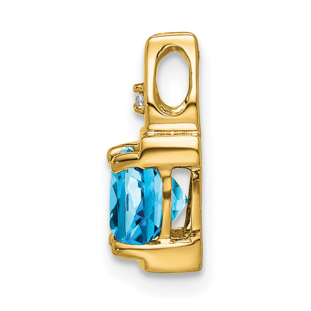 14K Gelbgold Blautopas- und Echt-Diamant-Anhänger