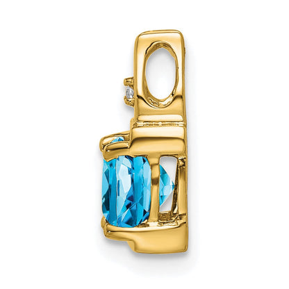 14K Gelbgold Blautopas- und Echt-Diamant-Anhänger