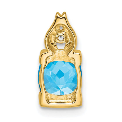 14K Gelbgold Blautopas- und Echt-Diamant-Anhänger