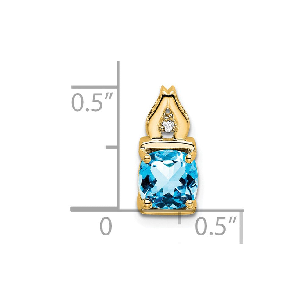 14K Gelbgold Blautopas- und Echt-Diamant-Anhänger