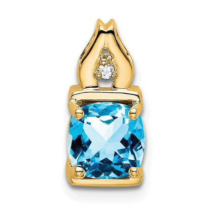 14K Gelbgold Blautopas- und Echt-Diamant-Anhänger