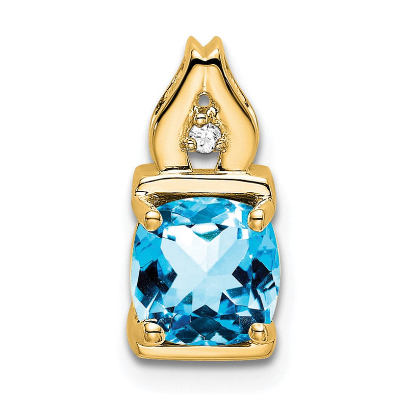 14K Gelbgold Blautopas- und Echt-Diamant-Anhänger