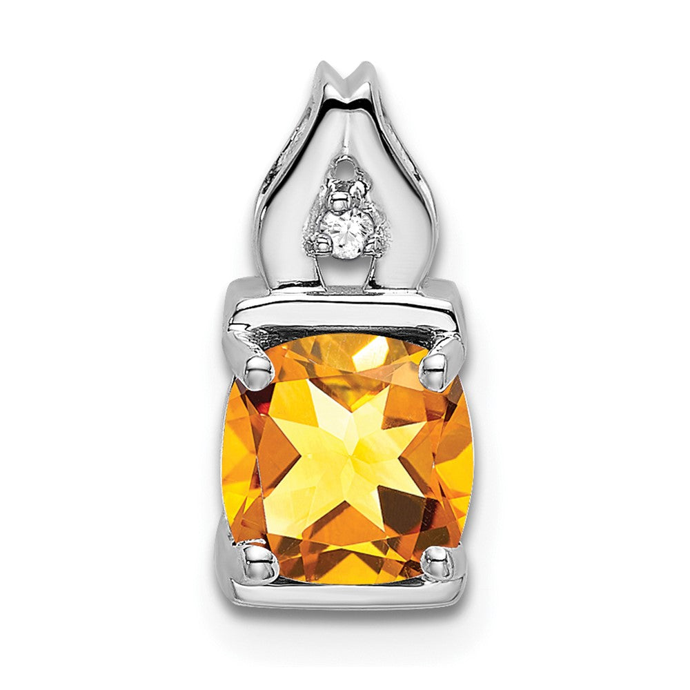 14K Weißgold Citrin- und Echtdiamant-Anhänger