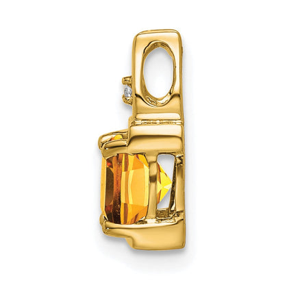 14K Gelbgold Anhänger mit Citrin und echten Diamanten