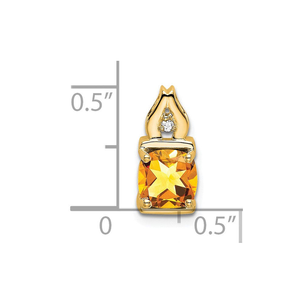 14K Gelbgold Anhänger mit Citrin und echten Diamanten