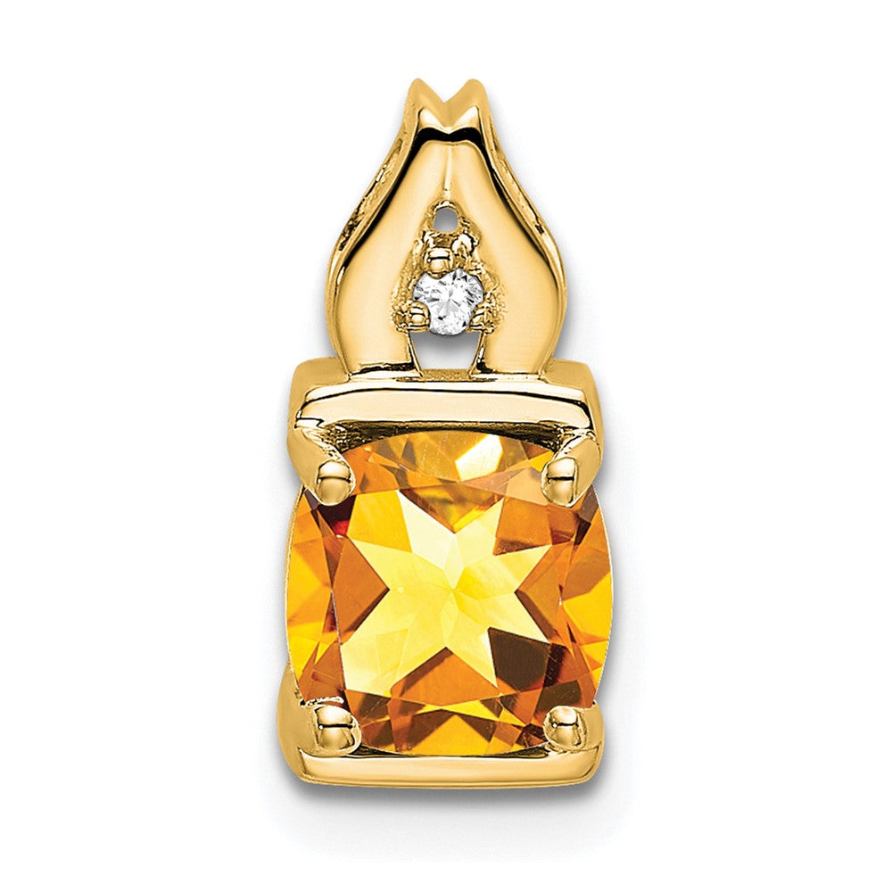 14K Gelbgold Anhänger mit Citrin und echten Diamanten