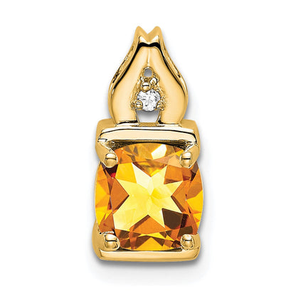14K Gelbgold Anhänger mit Citrin und echten Diamanten