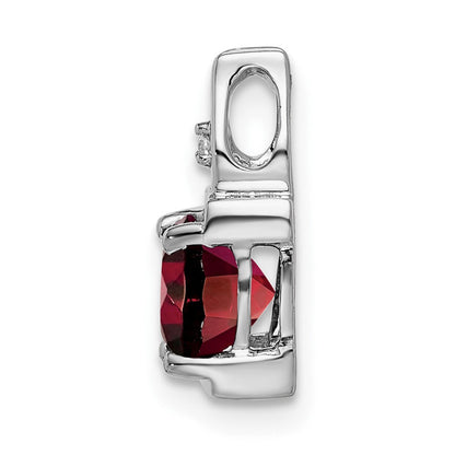 14K Weißgold Anhänger mit Granat und echtem Diamant