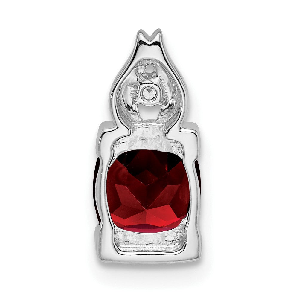 14K Weißgold Anhänger mit Granat und echtem Diamant