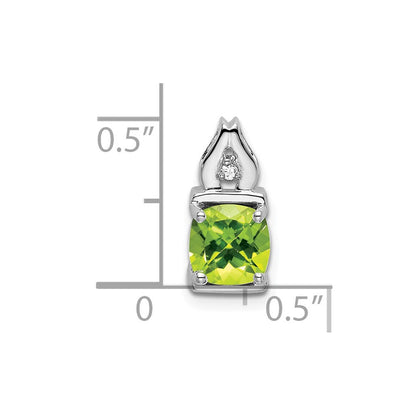 14K Weißgold Peridot- und Echtdiamant-Anhänger