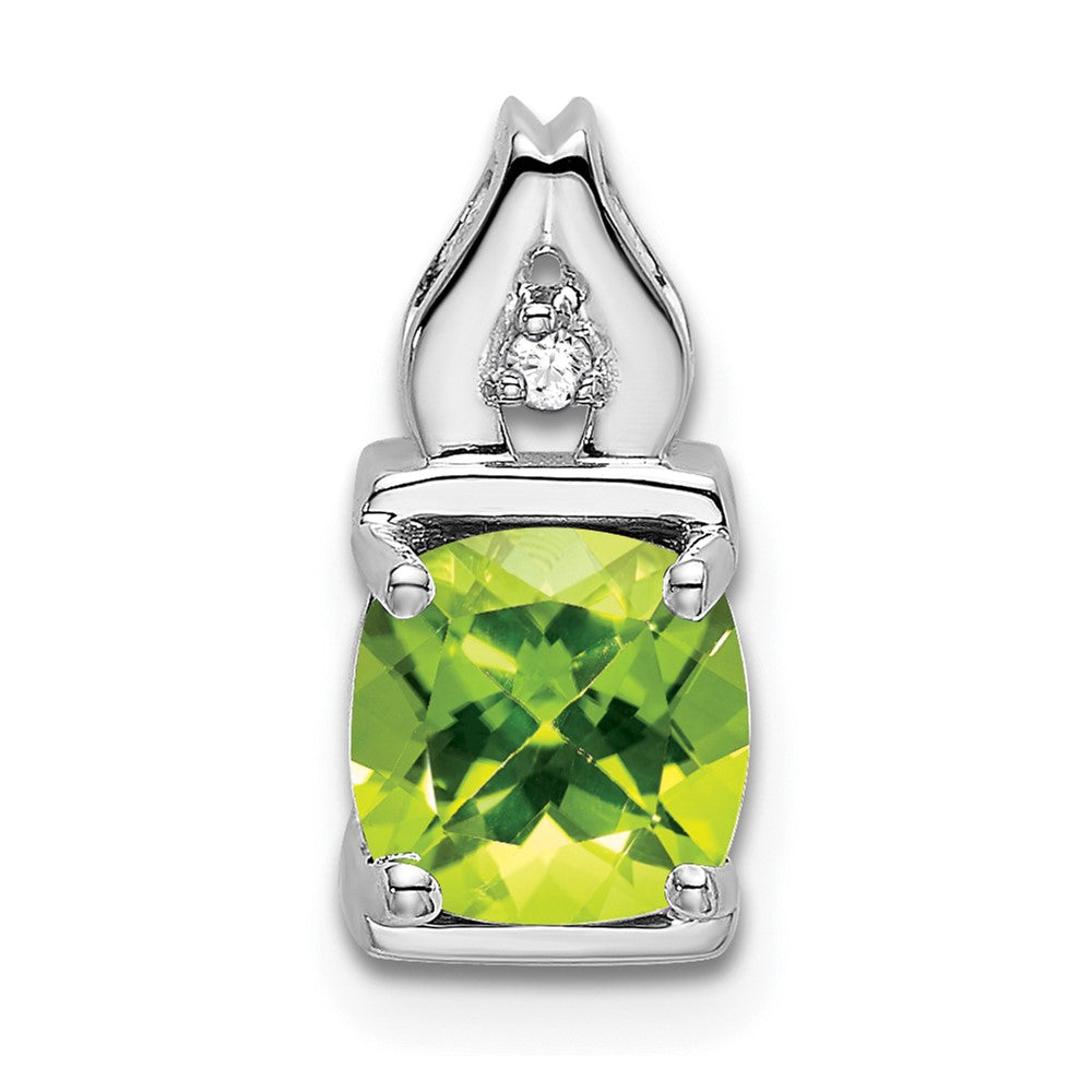 14K Weißgold Peridot- und Echtdiamant-Anhänger