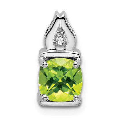 14K Weißgold Peridot- und Echtdiamant-Anhänger