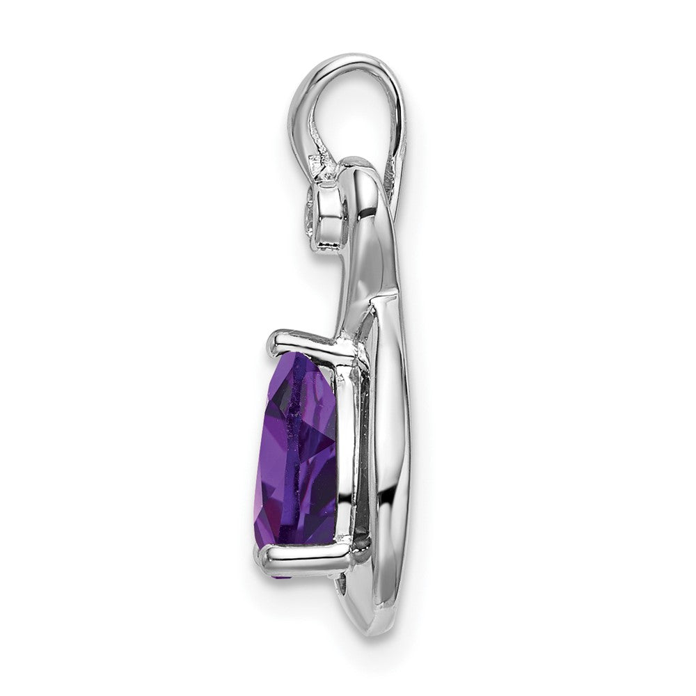 14K Weißgold Anhänger mit Amethyst im Birnenschliff und echten Diamanten
