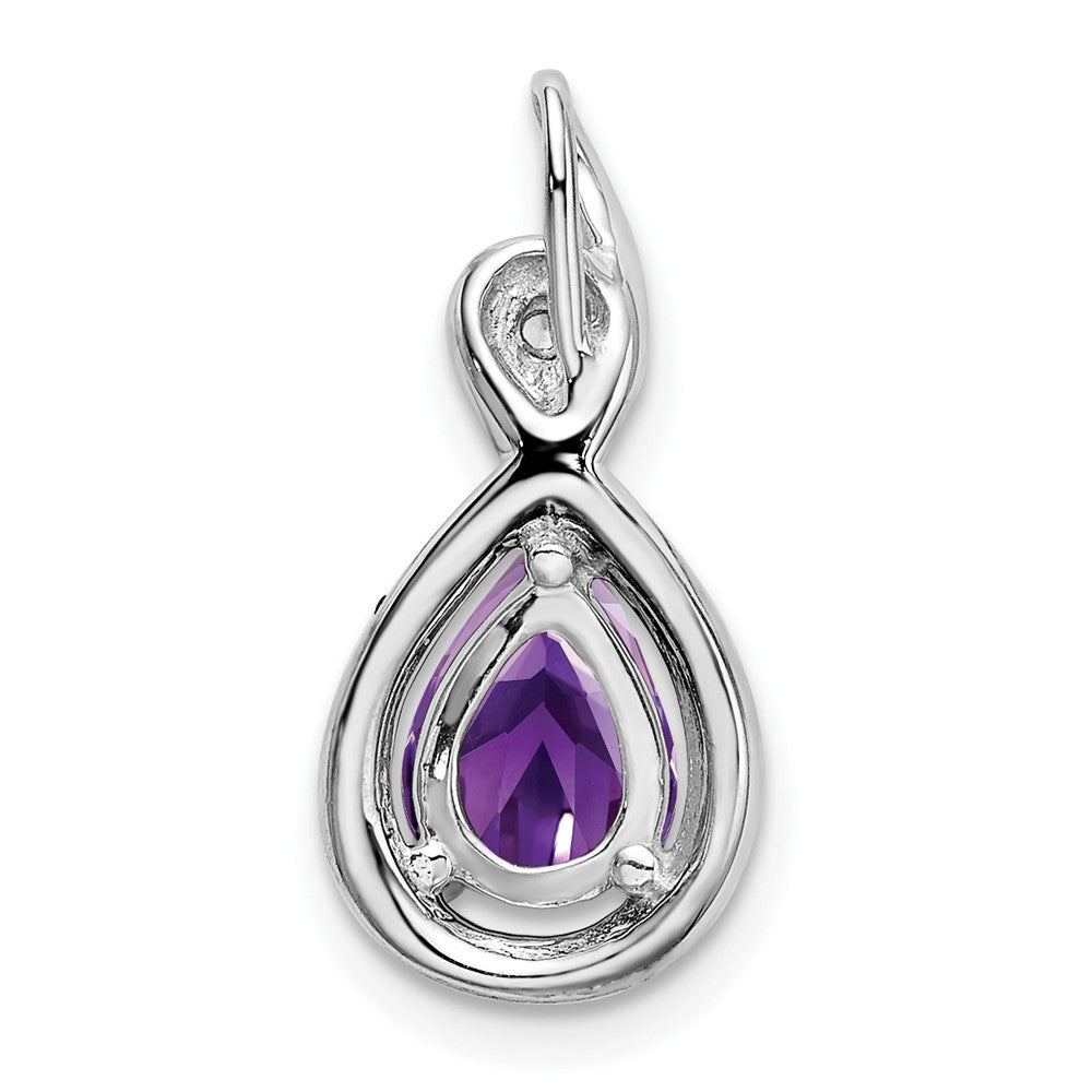 14K Weißgold Anhänger mit Amethyst im Birnenschliff und echten Diamanten