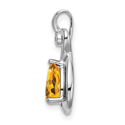 Anhänger aus 14K Weißgold mit birnenförmigem Citrin und echten Diamanten