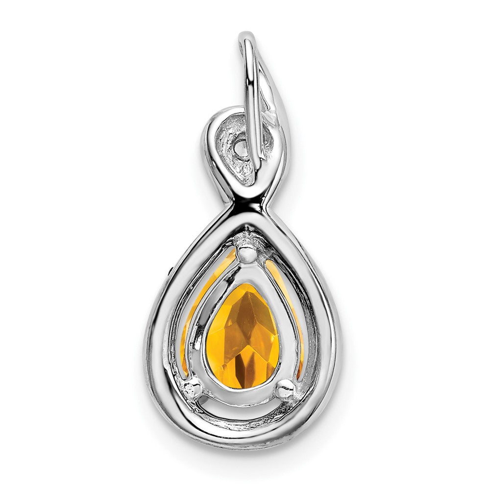 Anhänger aus 14K Weißgold mit birnenförmigem Citrin und echten Diamanten