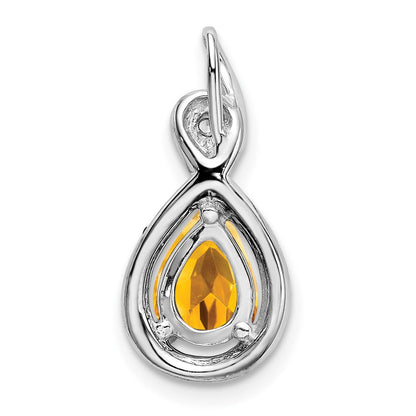 Anhänger aus 14K Weißgold mit birnenförmigem Citrin und echten Diamanten