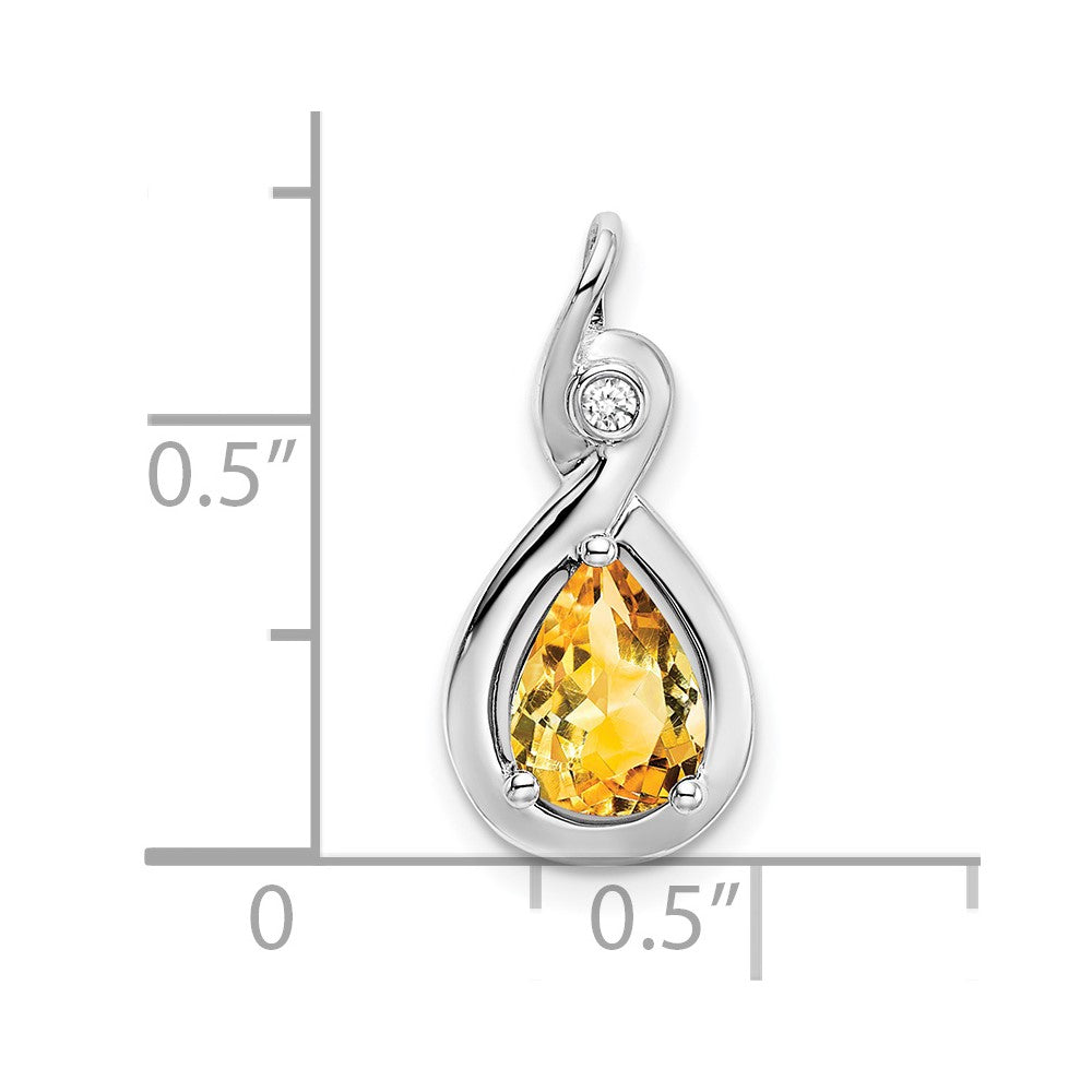 Anhänger aus 14K Weißgold mit birnenförmigem Citrin und echten Diamanten