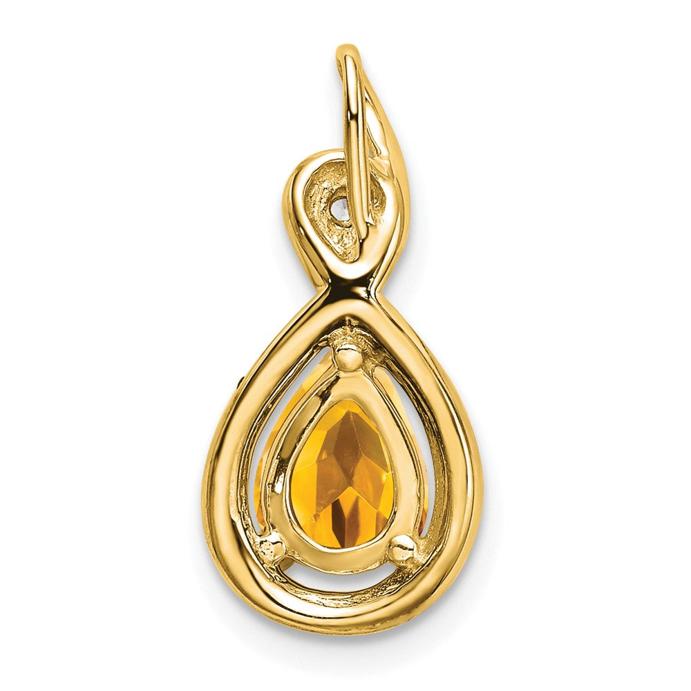 14K Gelbgold Anhänger mit birnenförmigem Citrin und echten Diamanten