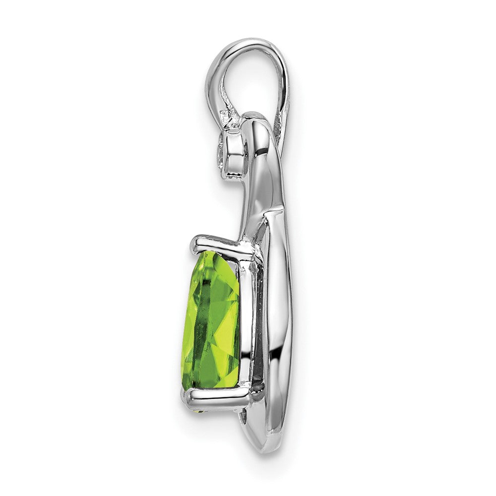 14K Weißgold Anhänger mit birnenförmigem Peridot und echten Diamanten