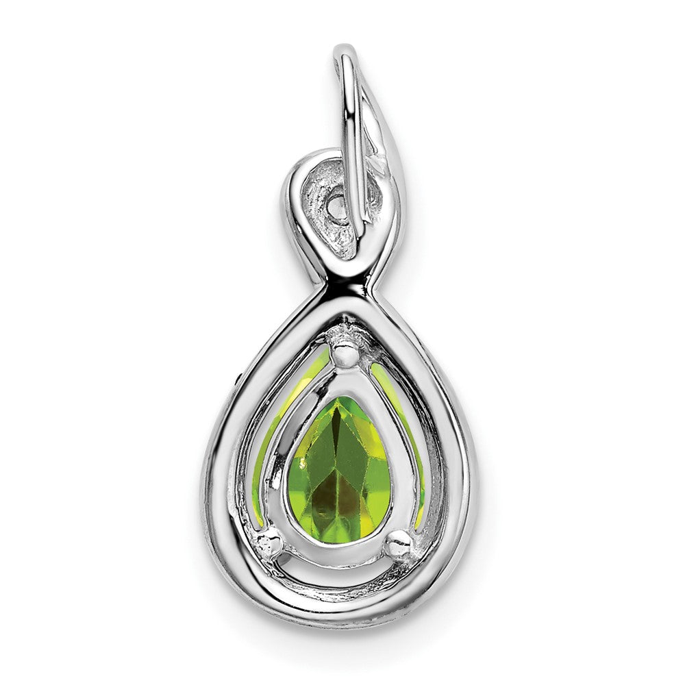 14K Weißgold Anhänger mit birnenförmigem Peridot und echten Diamanten