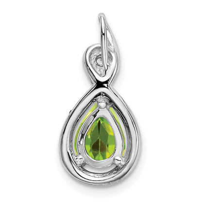 14K Weißgold Anhänger mit birnenförmigem Peridot und echten Diamanten
