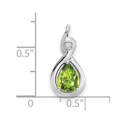 14K Weißgold Anhänger mit birnenförmigem Peridot und echten Diamanten